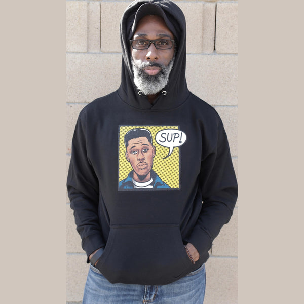 Men's Black Comic Sup Hoodie